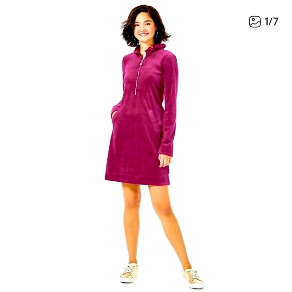 Lilly Pulitzer UPF 50+ Skipper Dress Bordeoux Berry Pink Size Medium